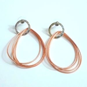 Two tone multi-teardrop post earrings